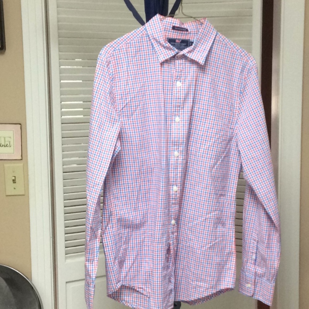 Vineyard vine checked button down men’s